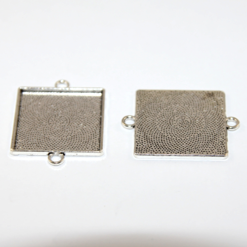 25mm Square Cabochon Connector Setting - Antique Silver