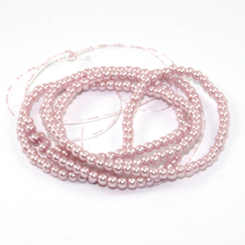 3mm Glass Pearl Beads - 80cm Strand - Pale Pink