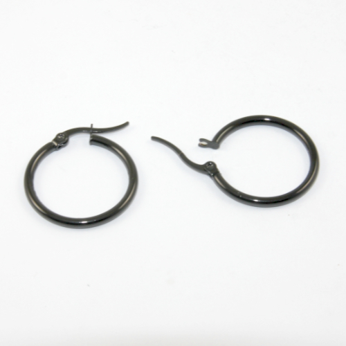 24mm Hoop Earrings - 304 Stainless Steel - Gunmetal