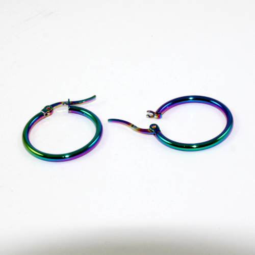 24mm Hoop Earrings - 304 Stainless Steel - Rainbow