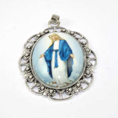 Saint Medal Pendant in a Antique Silver Setting
