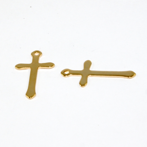 24mm x 13mm 304 Stainless Steel Cross - Bright Gold