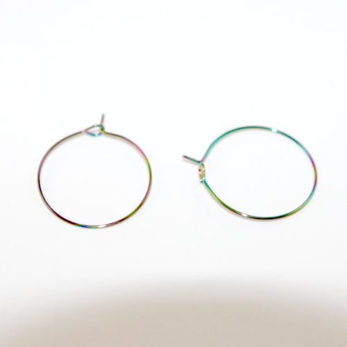 25mm 304 Stainless Steel Hoop Earring - Pair - Rainbow