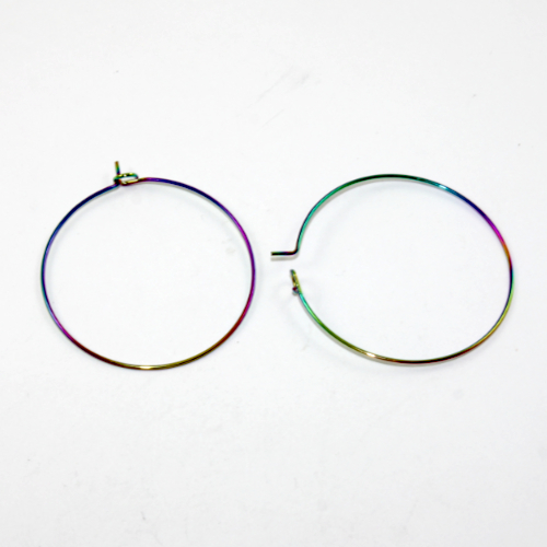 35mm 304 Stainless Steel Hoop Earring - Pair - Rainbow
