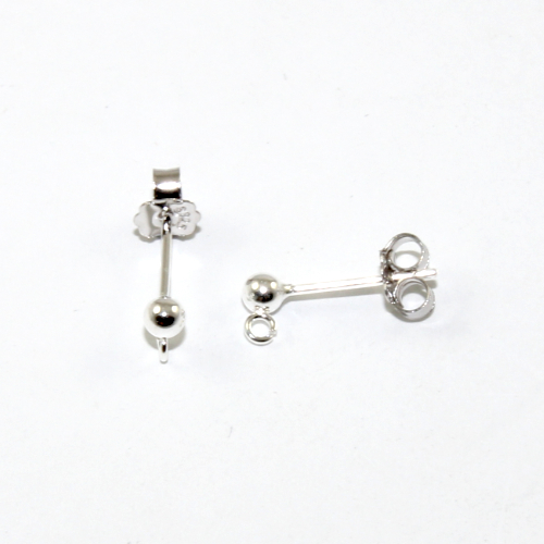 3mm Ball Post with Drop - Pair - 925 Sterling Silver