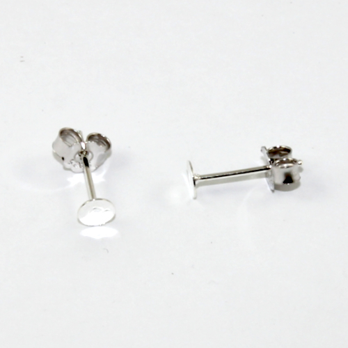 4mm Flat Pad Stud & Butterfly Back - Pair - 925 Sterling Silver