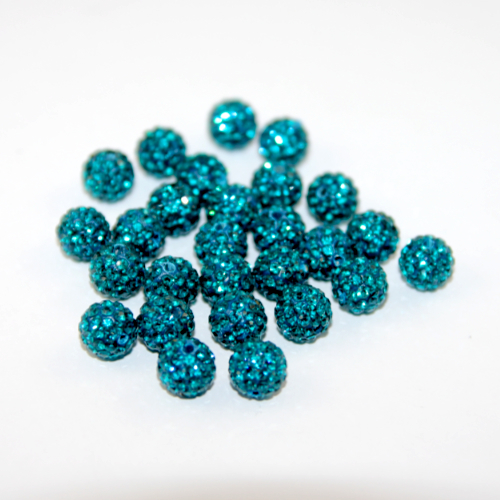 10mm Pave Disco Ball Beads - Blue Zircon - Bag of 10