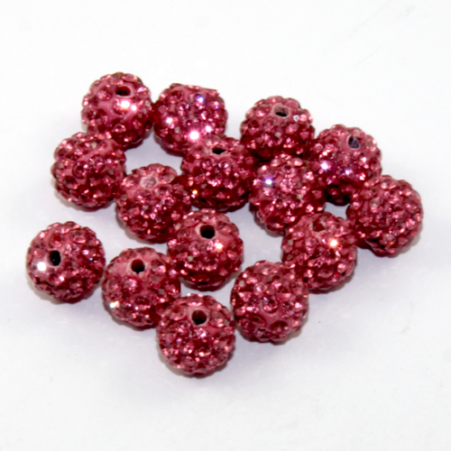10mm Pave Disco Ball Beads - Rose - Bag of 10