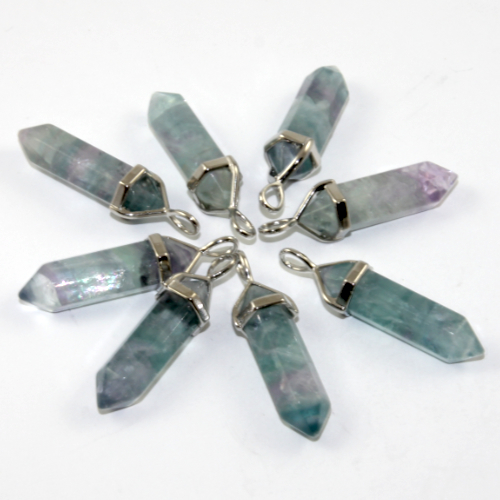 39mm x 10mm Natural Fluorite Pointed Bullet Pendants