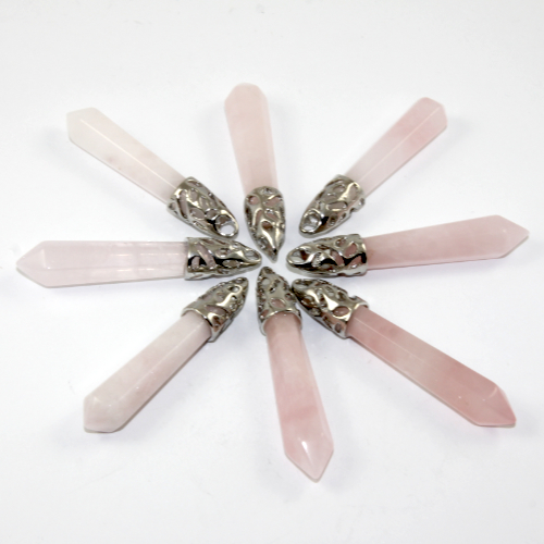 57mm x 9mm Natural Rose Quartz Pointed Bullet Pendants