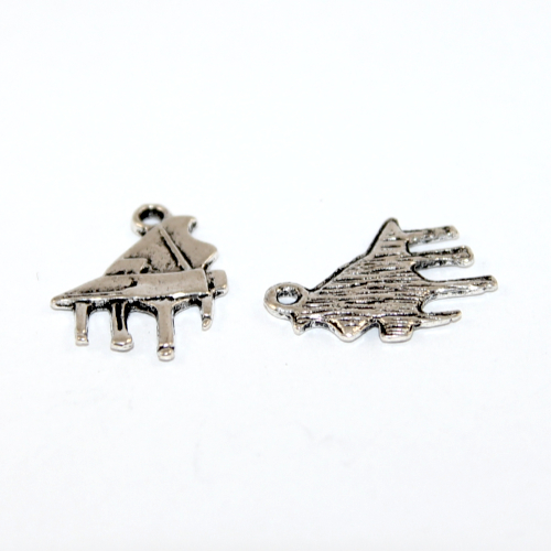 Piano Charm - Antique Silver - 2 Pieces