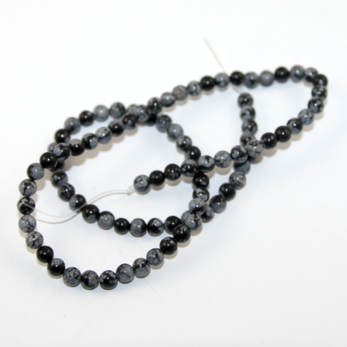 4mm Natural Snowflake Obsidian Beads - 38cm Strand