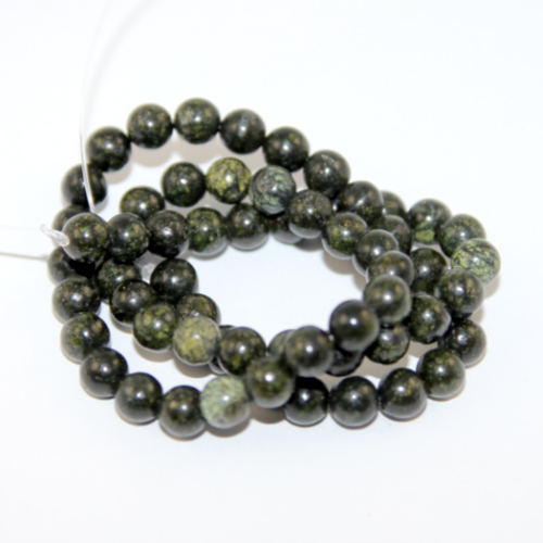 6mm Natural Serpentine/Green Lace Stone Round Beads - 38cm Strand