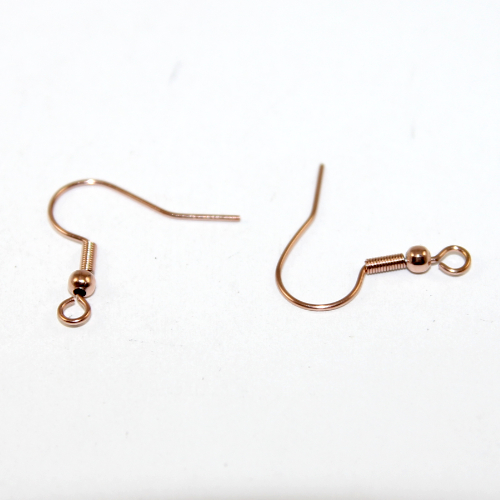 21mm x 22mm French Hook with Ball - 304 Stainless Steel - Pair - Rose Gold