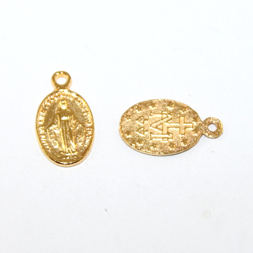 15mm Miraculous Mary Medal - Bright Gold