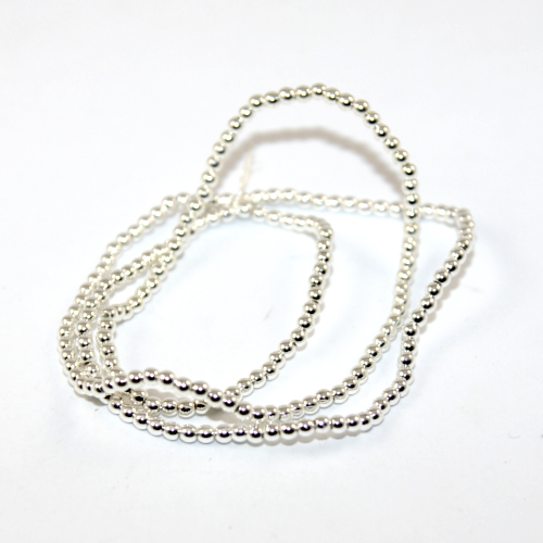 2mm Electroplated Hematite Beads - 38cm Strand  - Silver Plated