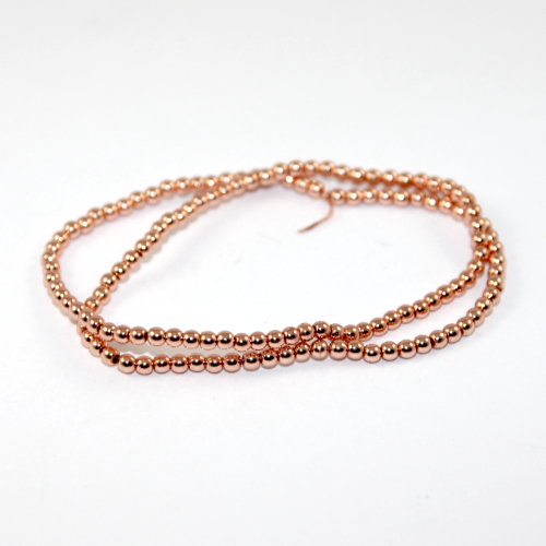 3mm Electroplated Hematite Beads - 38cm Strand  - Rose Gold Plated