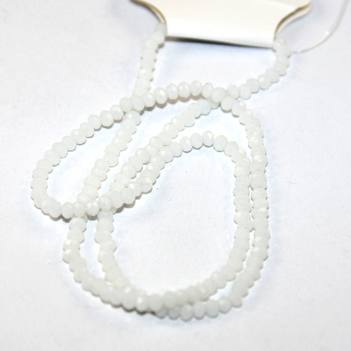 2mm x 3mm Opaque Glass Rondelle - 38cm Strand - White