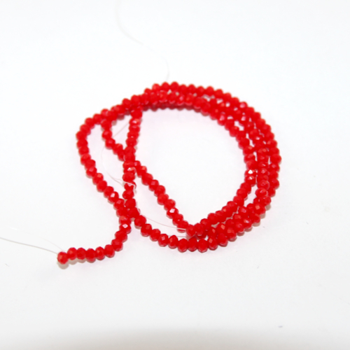 2mm x 3mm Opaque Glass Rondelle - 38cm Strand - Red