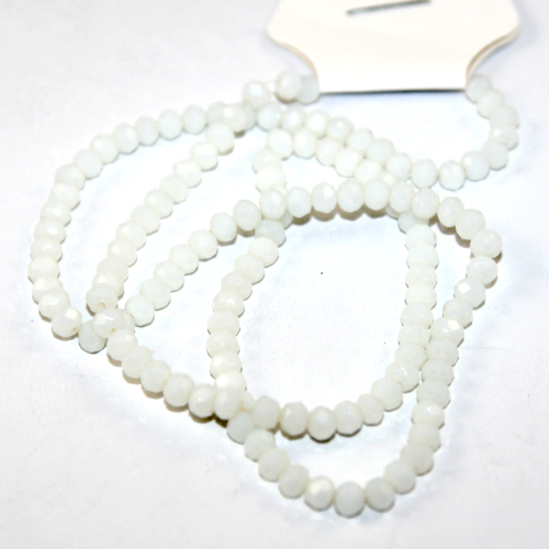 3mm x 4mm Opaque Glass Rondelle - 38cm Strand - White