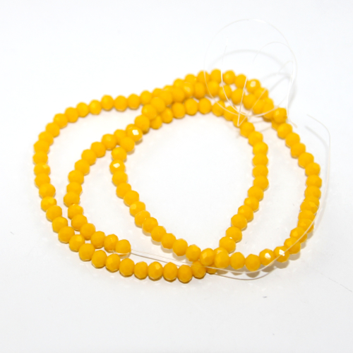 3mm x 4mm Opaque Glass Rondelle - 38cm Strand - Yellow