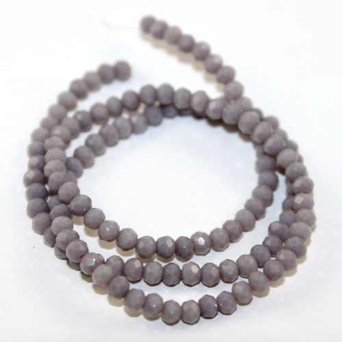 3mm x 4mm Opaque Glass Rondelle - 38cm Strand - Grey