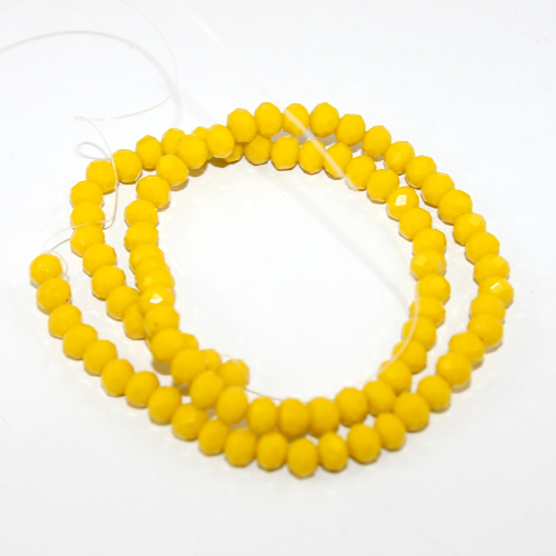 5mm x 6mm Opaque Glass Rondelle - 38cm Strand - Yellow