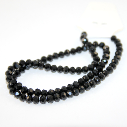 5mm x 6mm Opaque Glass Rondelle - 38cm Strand - Black