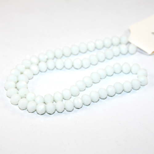 6mm x 8mm Opaque Glass Rondelle - 38cm Strand - White