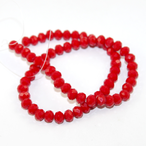 6mm x 8mm Opaque Glass Rondelle - 38cm Strand - Red