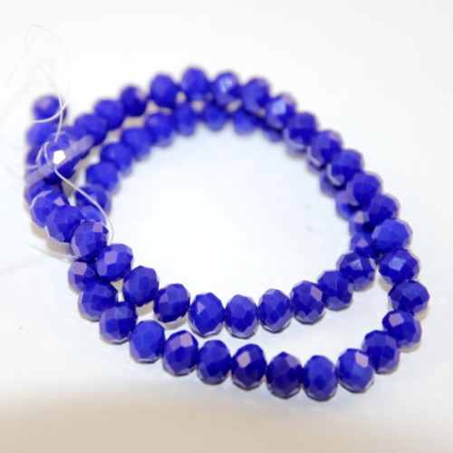 6mm x 8mm Opaque Glass Rondelle - 38cm Strand - Blue