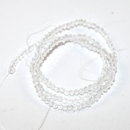 2mm x 3mm Transparent Glass Rondelle - 38cm Strand - Clear