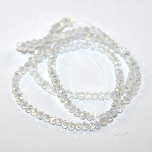 2mm x 3mm Transparent Glass Rondelle - 38cm Strand - Clear AB