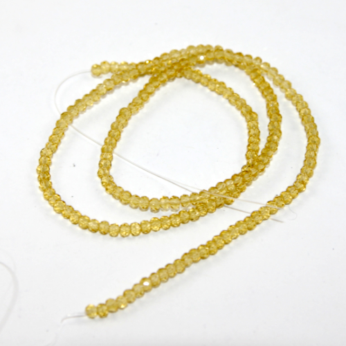 2mm x 3mm Transparent Glass Rondelle - 38cm Strand - Jonquil