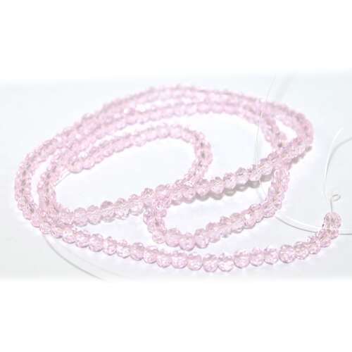 2mm x 3mm Transparent Glass Rondelle - 38cm Strand - Pink
