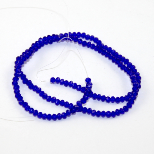 2mm x 3mm Transparent Glass Rondelle - 38cm Strand - Dark Blue