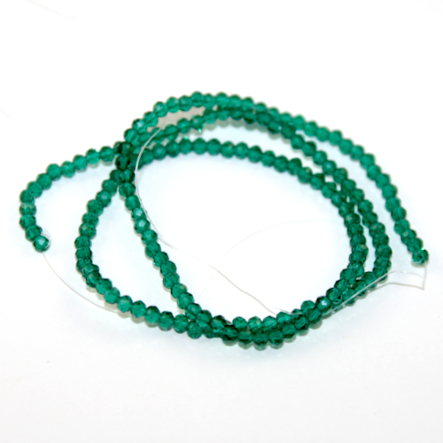 2mm x 3mm Transparent Glass Rondelle - 38cm Strand - Teal