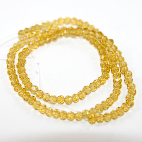3mm x 4mm Transparent Glass Rondelle - 38cm Strand - Jonquil