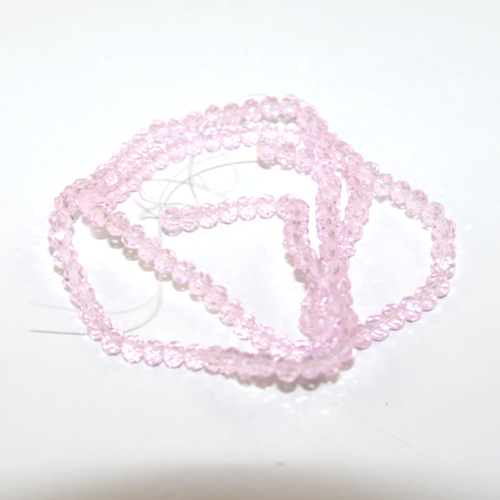 3mm x 4mm Transparent Glass Rondelle - 38cm Strand - Pink