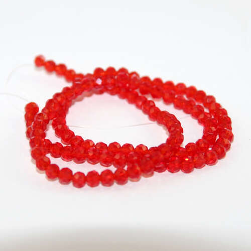 3mm x 4mm Transparent Glass Rondelle - 38cm Strand - Red