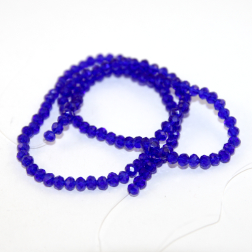 3mm x 4mm Transparent Glass Rondelle - 38cm Strand - Dark Blue