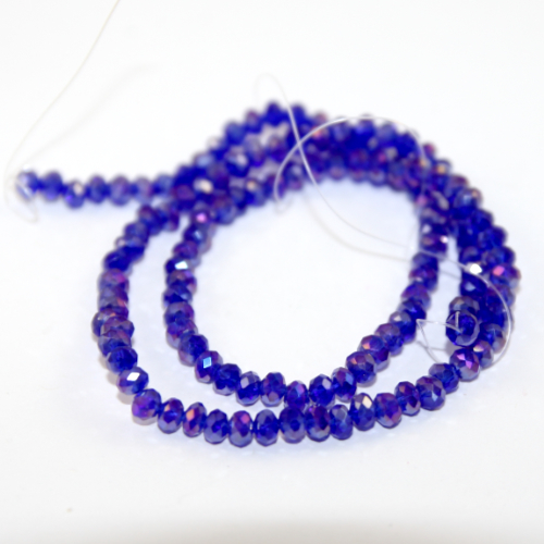 3mm x 4mm Transparent Glass Rondelle - 38cm Strand - Dark Blue AB