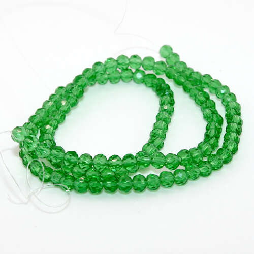 3mm x 4mm Transparent Glass Rondelle - 38cm Strand - Green