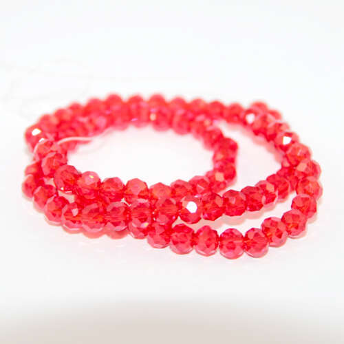 5mm x 6mm Transparent Glass Rondelle - 38cm Strand - Red