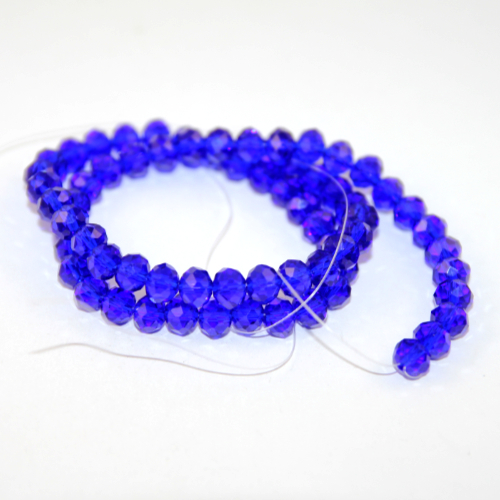 5mm x 6mm Transparent Glass Rondelle - 38cm Strand - Dark Blue