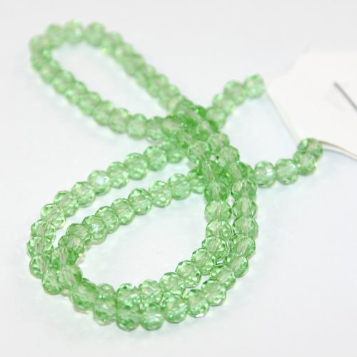 5mm x 6mm Transparent Glass Rondelle - 38cm Strand - Pale Green