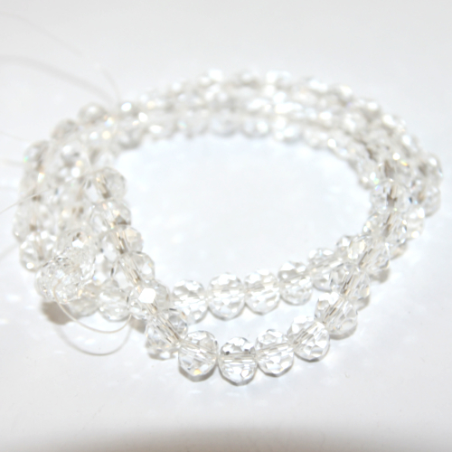 6mm x 8mm Transparent Glass Rondelle - 38cm Strand - Clear