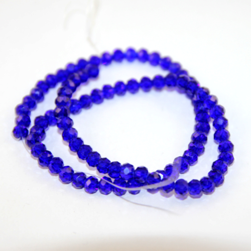 6mm x 8mm Transparent Glass Rondelle - 38cm Strand - Dark Blue