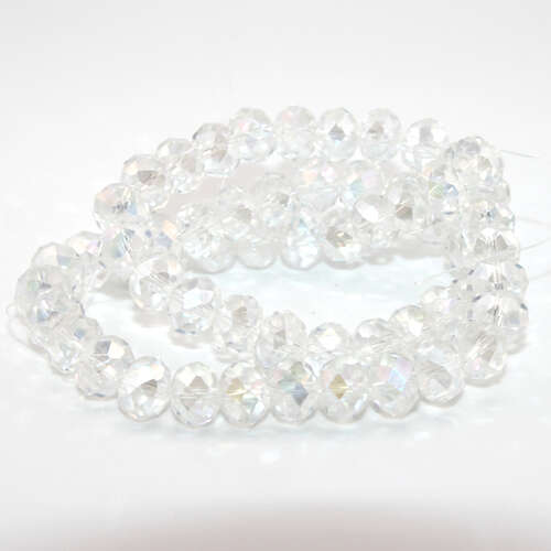 8mm x 10mm Tranparent Glass Rondelle - 45cm Strand - Clear AB