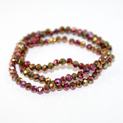 3mm x 4mm Glass Rondelle - 38cm Strand - Metallic Rose Gold